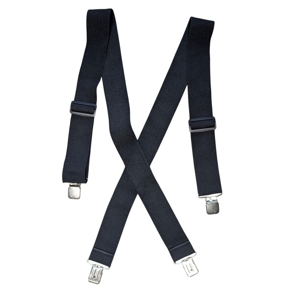 elastic work suspenders classic black X-back design with adjustable metal clips
